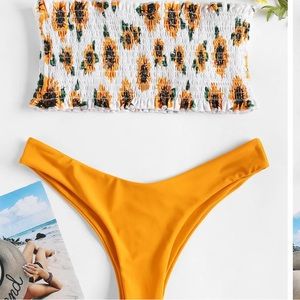 Sunflower Swim Tube Top & Yellow Swim Bottoms (Set)